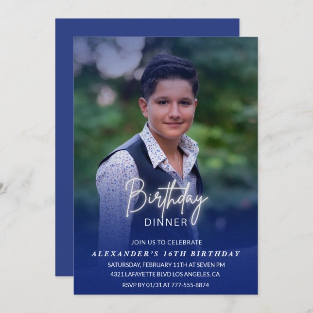 16:e födelsedagsinbjudan Födelsedag Foto Manar Inbjudningar (Fram/baksida)