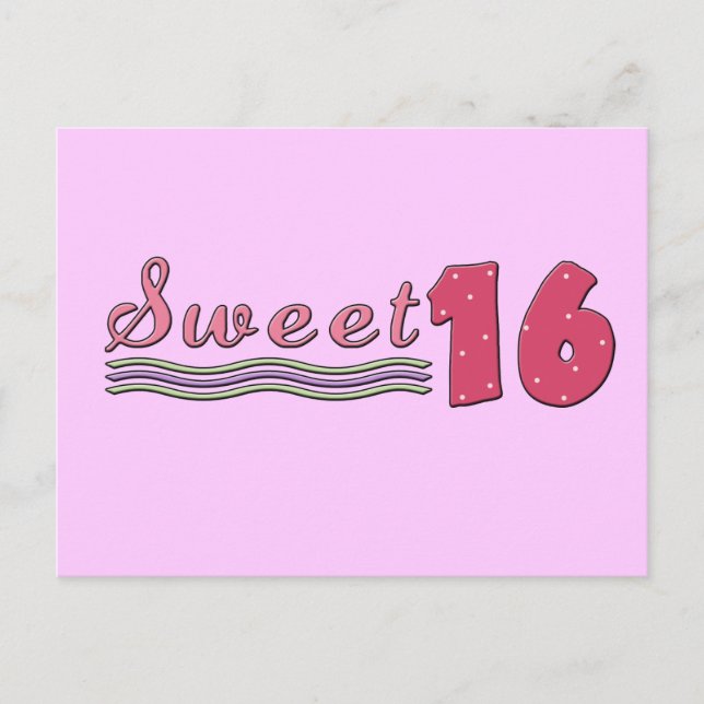 16:e födelsedagsinbjudan inbjudan vykort (Framsida)