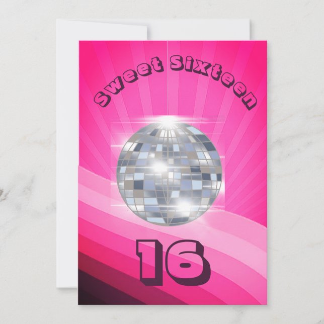 16:e födelsedagsinbjudan till Disco Dance Music Ro Kort (Framsida)