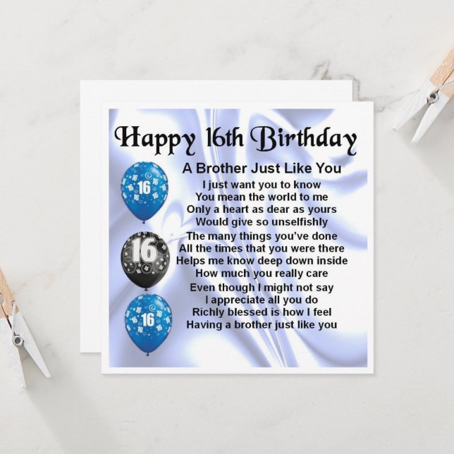 16:e födelsedagskort kort (Fram/Back In Situ)