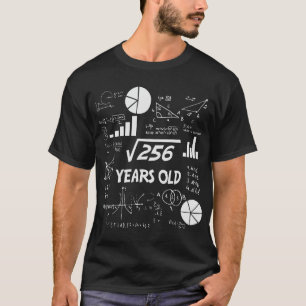 16:e födelsedagstorget roten 256 matematik 16 år g t shirt