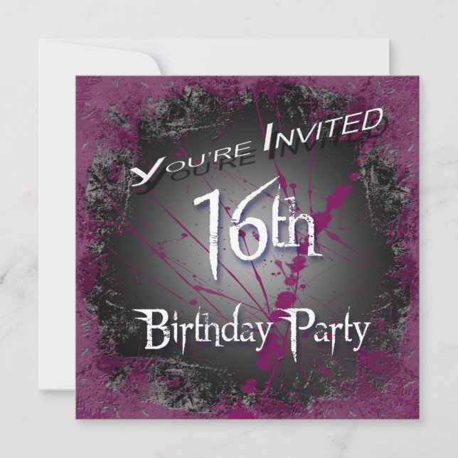 16:e Grunge Födelsedagsfest inbjudan (Framsida)