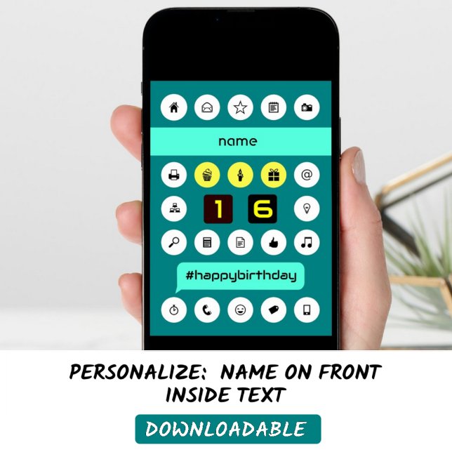 16:e hashtag-datorfödelsedagskalender, lägg till n kort (Skapare uppladdad)
