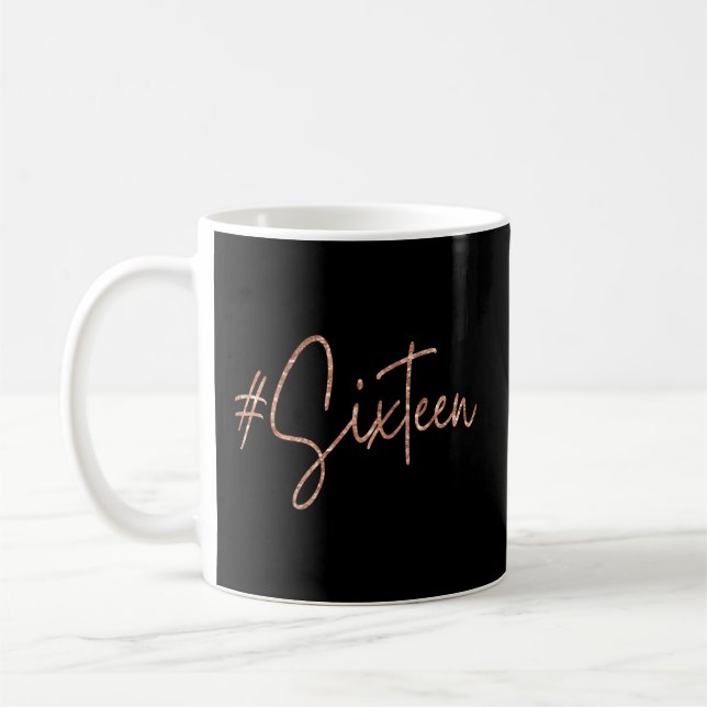 16:e Hashtag Milestone Sweet 16 Sexton Kaffemugg (Vänster)
