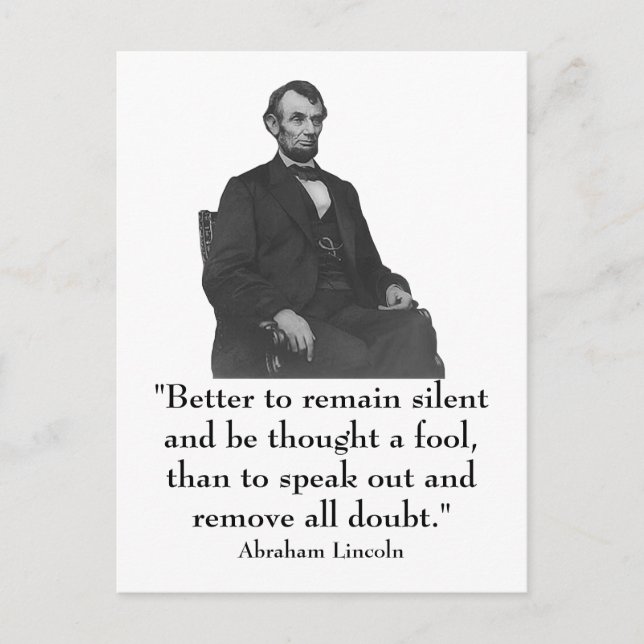 16:e presidenten Abraham Lincoln Vykort (Framsida)