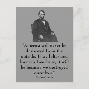16:e presidenten Abraham Lincoln Vykort