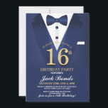 16:e Tuxedo Black Tie Födelsedagsfest Kostym-flott Inbjudningar<br><div class="desc">16:e födelsedagsinbjudan till Svart Guld-Kostym---- Svep 16:e ENKELT FÖRÄNDRA TEXTEN TILL KOSTYM DIN PARTY. Bakåtskriften ingår.</div>