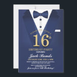 16:e Tuxedo Black Tie Födelsedagsfest Kostym-flott Inbjudningar<br><div class="desc">16:e födelsedagsinbjudan till Svart Guld-Kostym---- Svep 16:e ENKELT FÖRÄNDRA TEXTEN TILL KOSTYM DIN PARTY. Bakåtskriften ingår.</div>