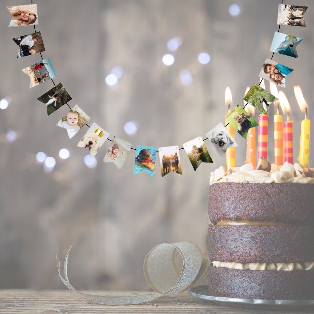 16 egna Födelsedagsfester för personlig av foton Vimplar (personalised birthday party bunting flags perfect to celebrate a special birthday, a graduation...)