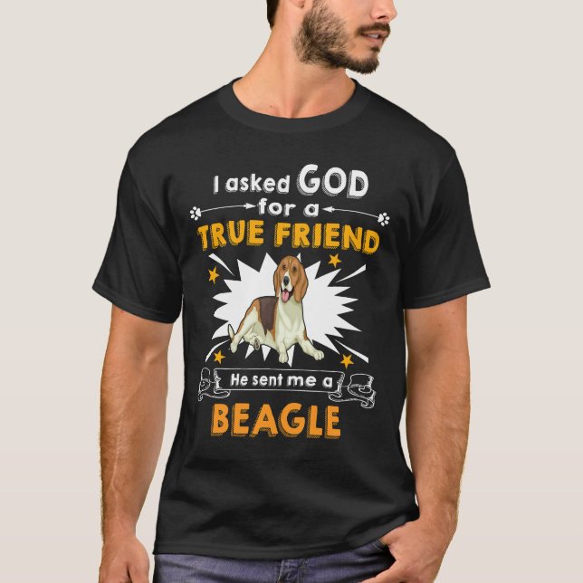 16 En beagle med Gud True Friend T Shirt (Framsida)