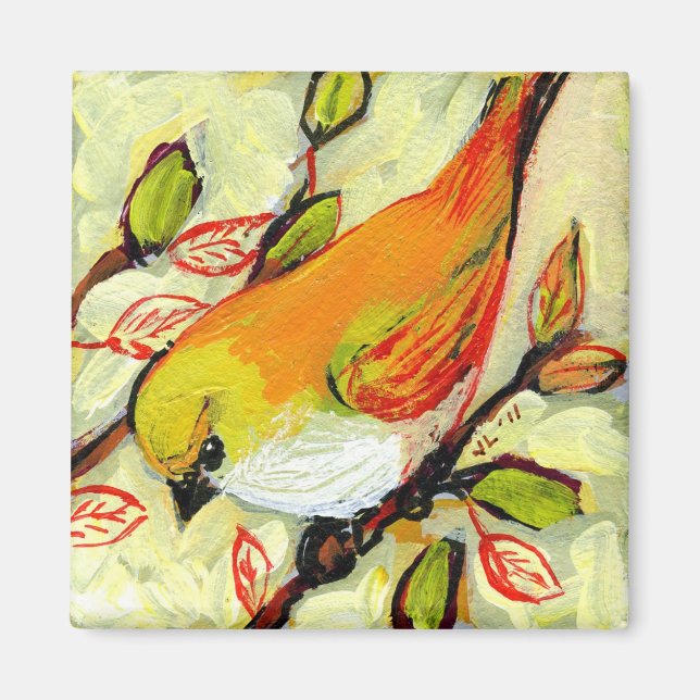 16 Fåglar, nr 4 - kvadratmagnet Magnet (Framsidan)