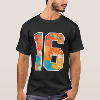 16 Färgglada Sportlag Nummer Fram Och Bak T Shirt