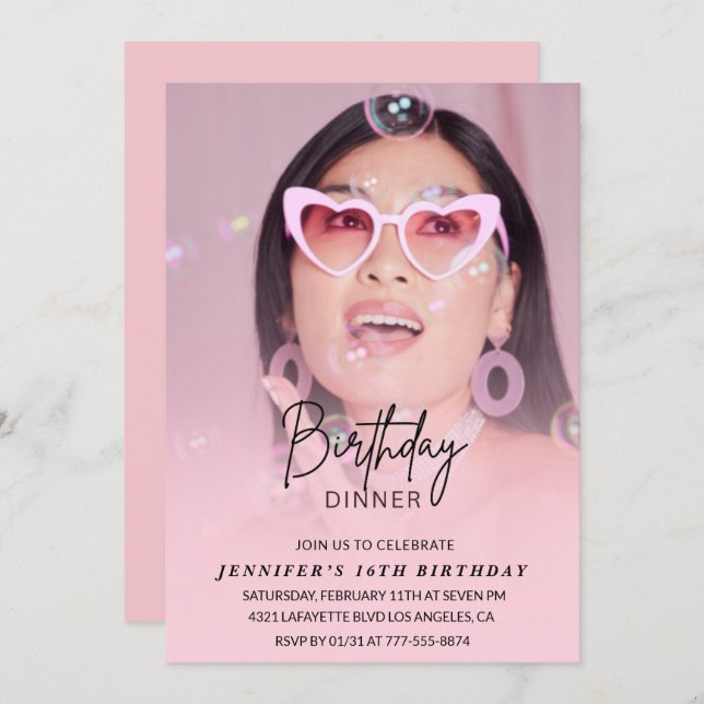 16 födelsedagsinbjudningar Födelsedag Foto Inbjudningar (Fram/baksida)