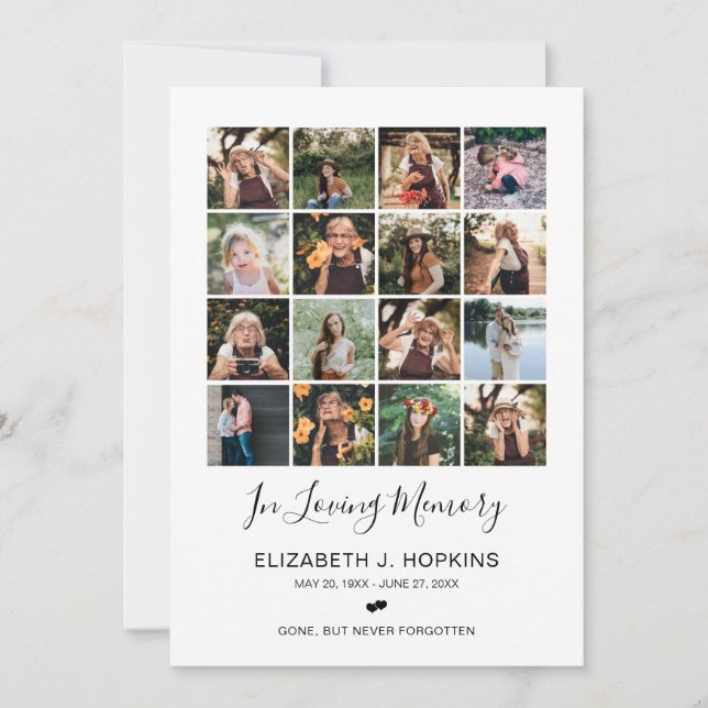 16 Fotkollage - funktionsmakron, anteckningskort Inbjudningar (Framsida)