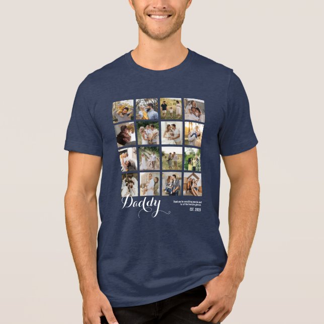 16 Foto Collage Pappa Bilder Minne T Shirt (Framsida)