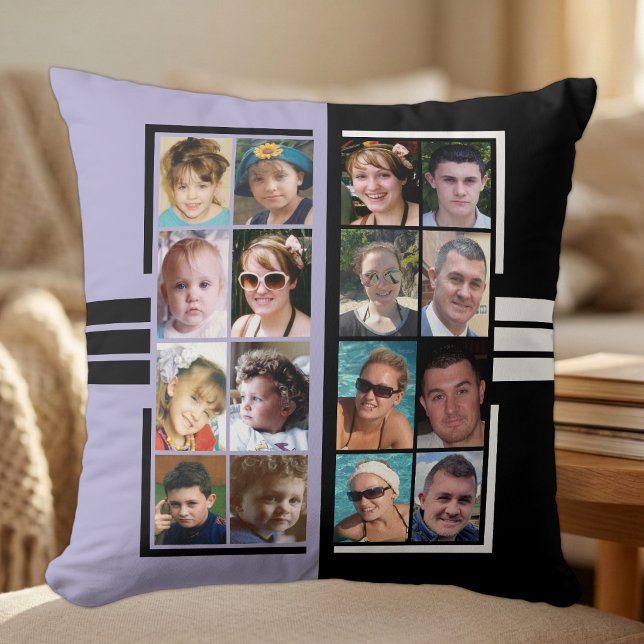 16 fotokollage dubbelsidig lila svart kudde (Skapare uppladdad)