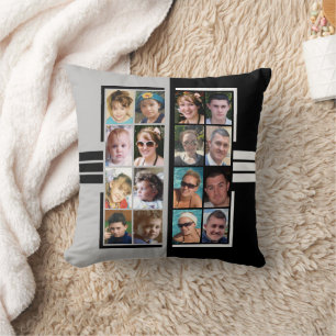 16 fotokollage dubbla sided grått black kudde