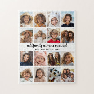 16 Fotokollage - Modern vit med svart text Pussel
