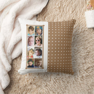 16 fotokollage polka dots kastar brun kudde