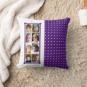 16 fotokollage polka dots kastar lila kudde