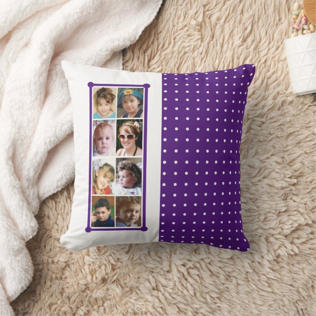 16 fotokollage polka dots kastar lila kudde (Filt)