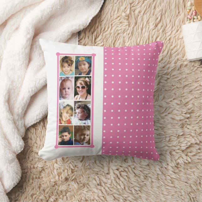 16 fotokollage polka dots kastar rosa kudde (Filt)