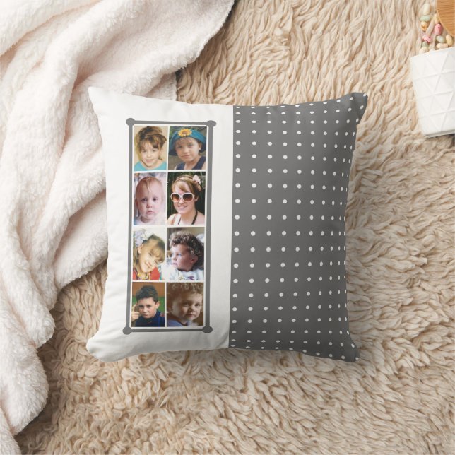 16 fotokollage polka dots throw grått kudde (Filt)