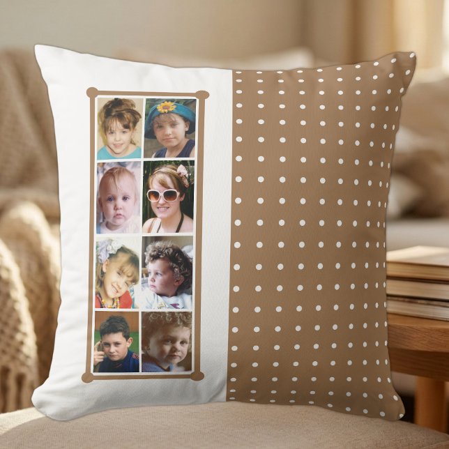 16 fotokollage prickar kast brun kudde (Skapare uppladdad)