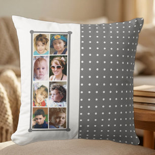 16 fotokollage prickar kast grå kudde