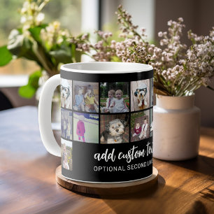 16 Fotokollagraster - 2 textrutor - svart vitt Kaffemugg