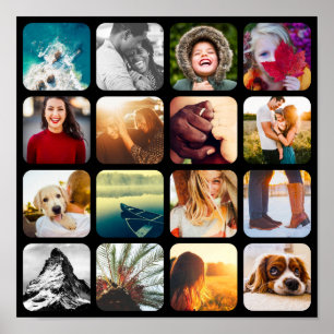 16 Fotorutnätsvägg Poster mallkollage