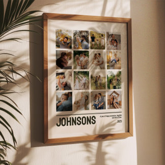 16 Fotos Kollage Familj Bröllopsbilder Minne Poster