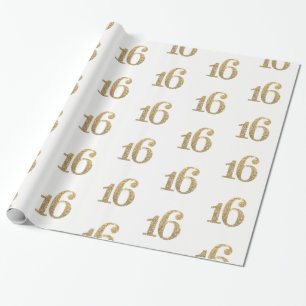 16 GULD GLITTER, glamorös sparsam födelsedag Presentpapper