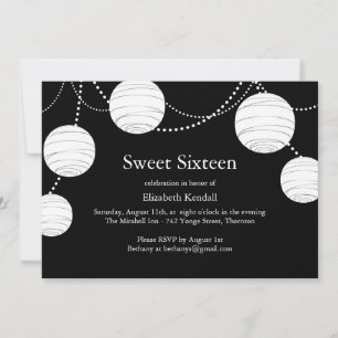 16-inbjudan till Black & White Party Lantern Sweet Inbjudningar