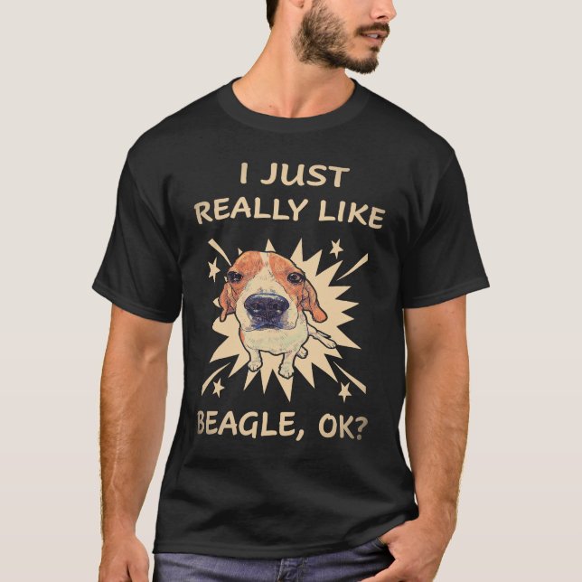 16 Jag gillar verkligen Beagle T Shirt (Framsida)