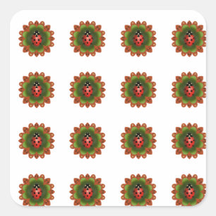 16 Ladybug Sticker Fyrkantigt Klistermärke