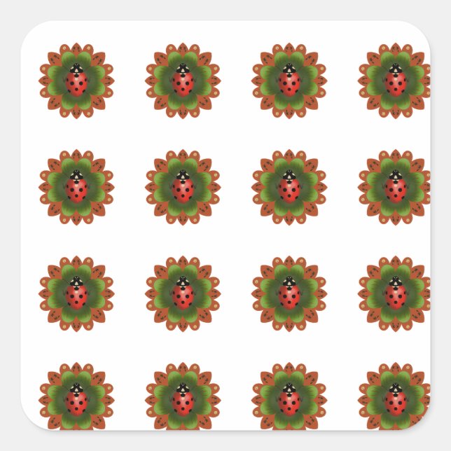 16 Ladybug Sticker Fyrkantigt Klistermärke (Framsida)