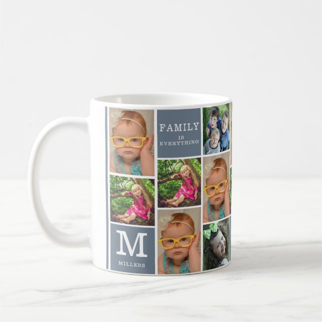 16 Monogrammed Namn-offertfamiljen för fotokollage Kaffemugg (Vänster)