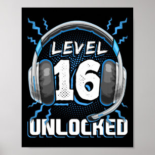 16 Olåst videospel 16:e födelsedagsspelspel Poster
