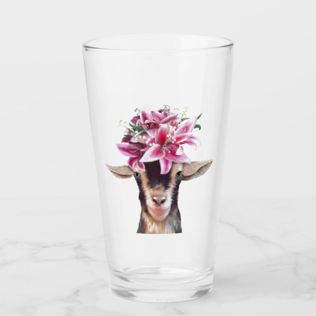 16 oz glastumlare Lily Goat Glaskopp (Framsida)