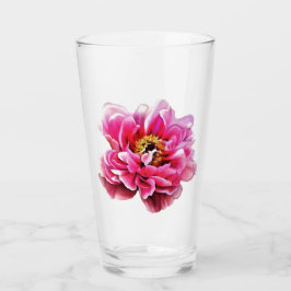 16 oz glastumlare rosa peony glaskopp