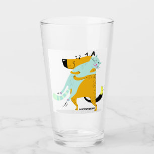 16 oz. Pint-glas med Hund- och Cat Hugger Glaskopp