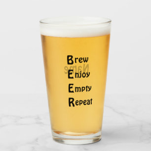 16 oz (uns) pint ölglas - "B-E-E-R" Glaskopp
