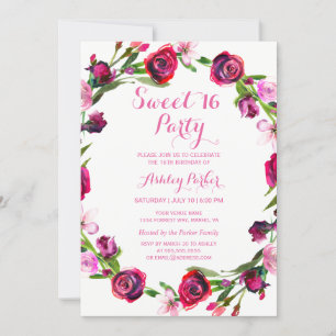 16-partsinbjudan till Girly Rosa ros Flower Sweet Inbjudningar