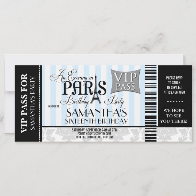 16-partsinbjudningar i Paris Inbjudningar (Framsida)
