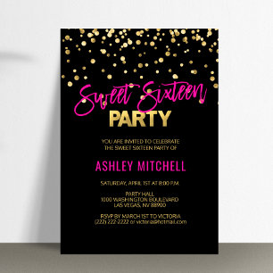 16-partsinbjudningar till Shock rosa SWEET SIXTEEN Inbjudningar