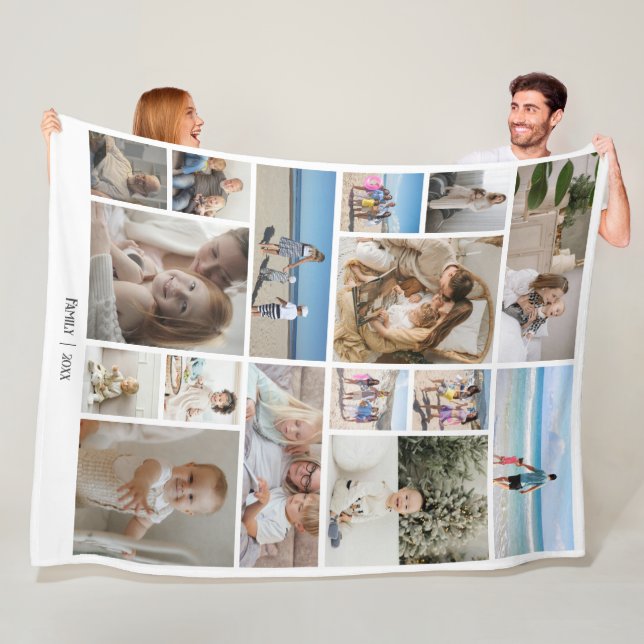 16 personlig för fotokollage och textmall fleecefilt (På plats)