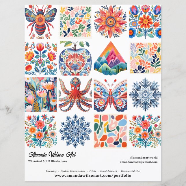 16 Photo Grid Art Portfolio Sell Sheet Template (Framsida)