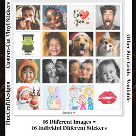 16 Square Individual Custom Photo/Image Collage Klistermärken