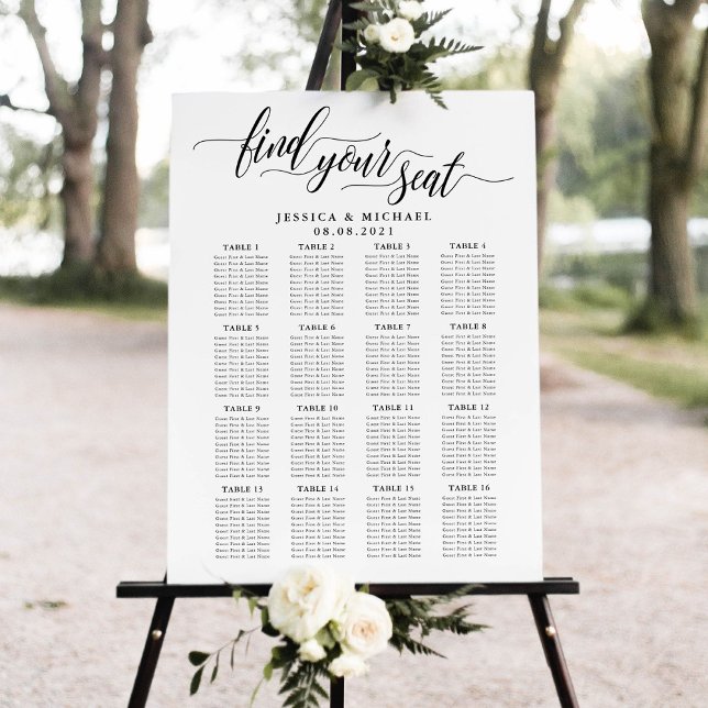 16 Stort Bröllop-gästdiagram för stora Bord Poster (Skapare uppladdad)